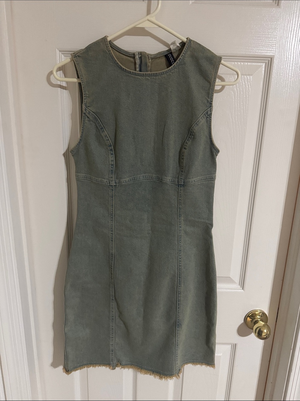 H&M Olive Green Sleeveless Denim Mini Dress